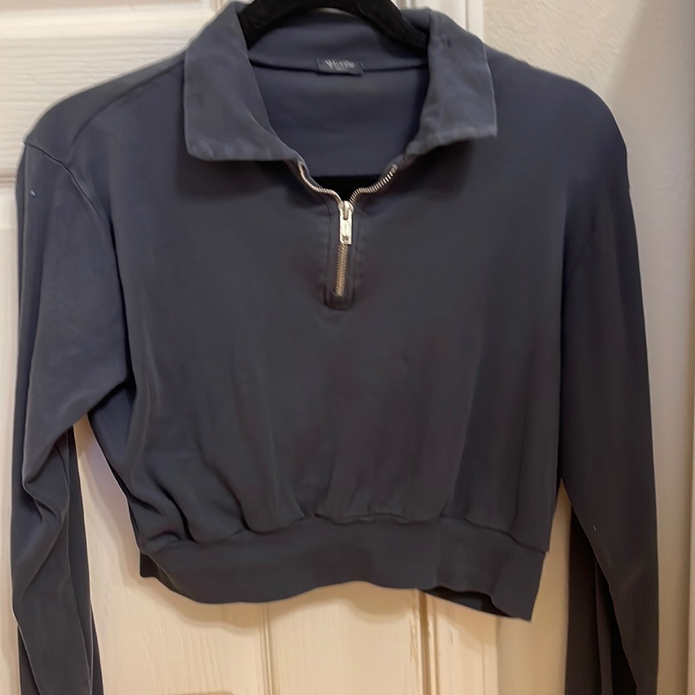 Brandy Melville Cropped Navy Quarter Zip